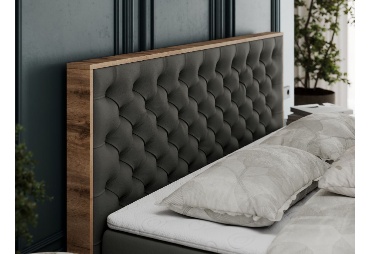 Łóżko kontynentalne ALBERO 3 180x200 - H3 - szary, ekoskóra