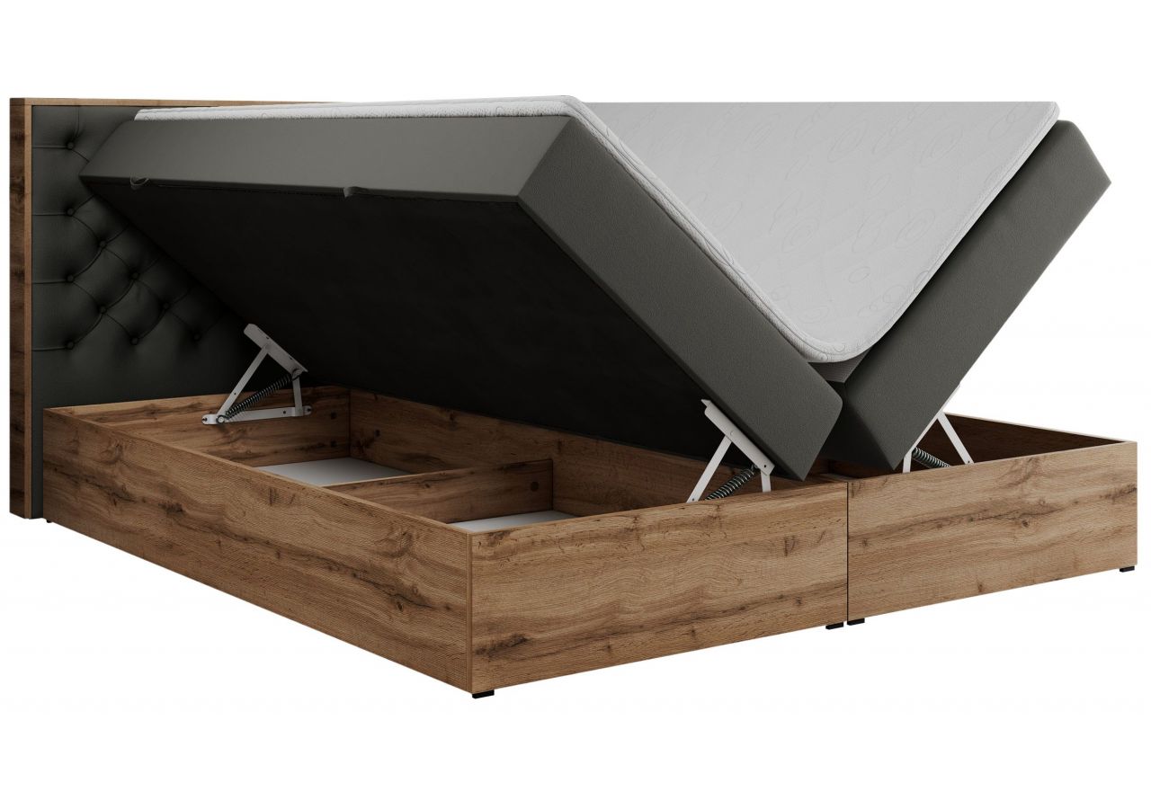 Łóżko kontynentalne ALBERO 3 140x200 - H4 - szary, ekoskóra