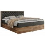 Łóżko kontynentalne ALBERO 3 200x200 - H4 - szary, ekoskóra