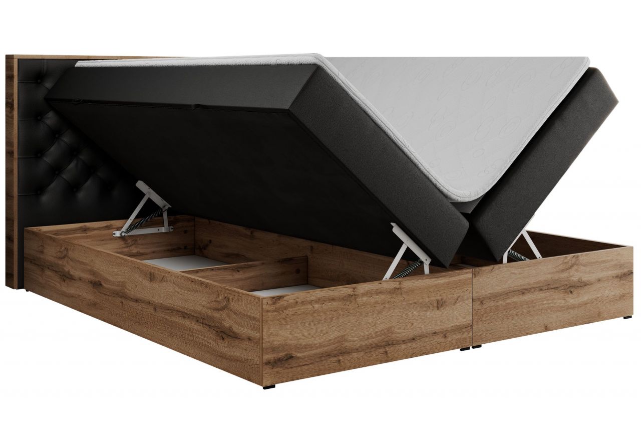 Łóżko kontynentalne ALBERO 3 120x200 - H3 - czarny, ekoskóra