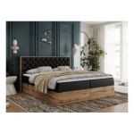 Łóżko kontynentalne ALBERO 3 140x200 - H3 - czarny, ekoskóra