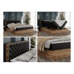 Łóżko kontynentalne ALBERO 3 140x200 - H3 - czarny, ekoskóra