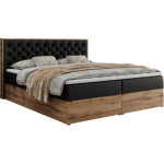 Łóżko kontynentalne ALBERO 3 140x200 - H4 - czarny, ekoskóra