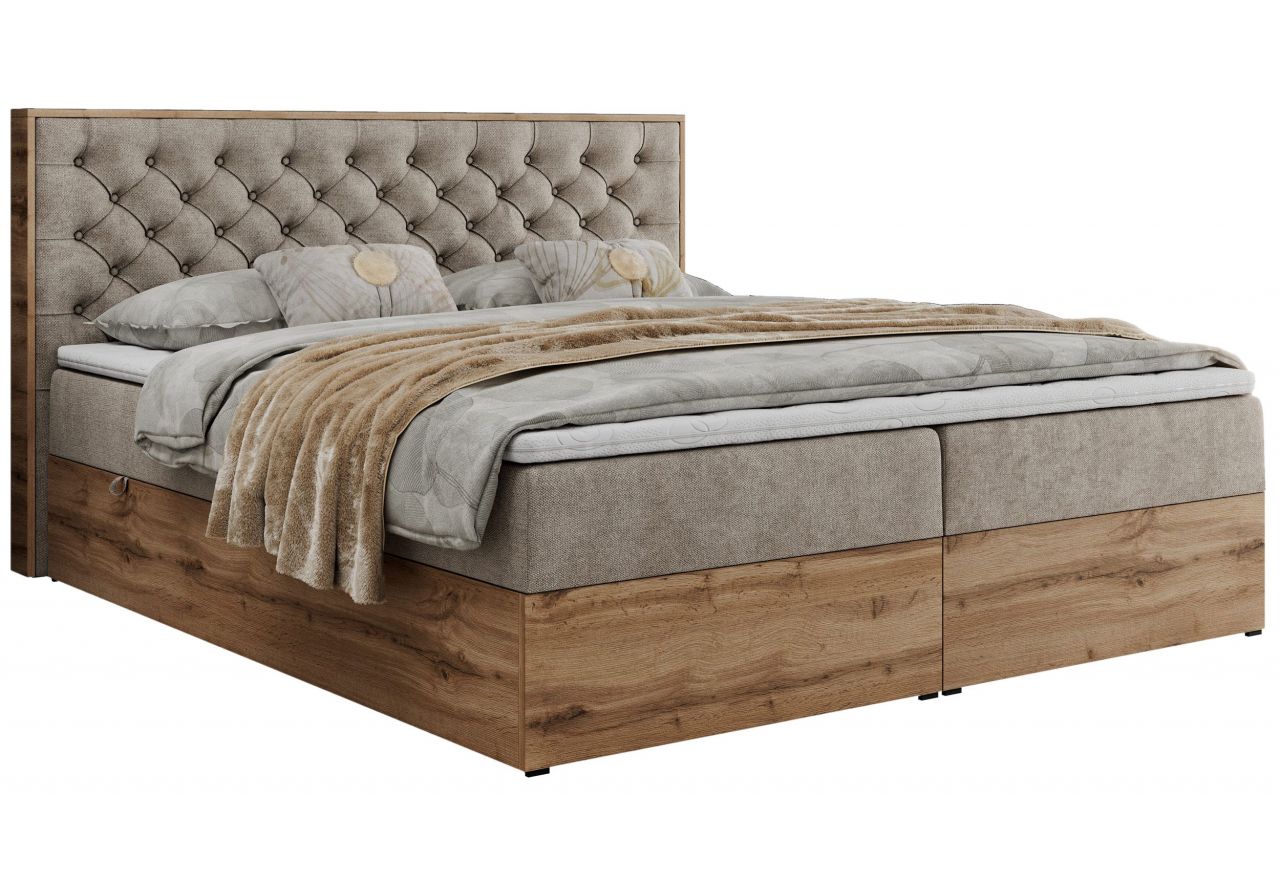 Łóżko kontynentalne ALBERO 3 120x200 - H3 - beżowy, struktura