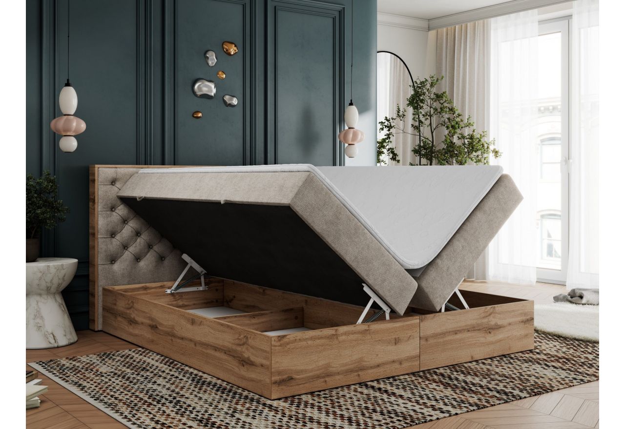 Łóżko kontynentalne ALBERO 3 120x200 - H4 - beżowy, struktura