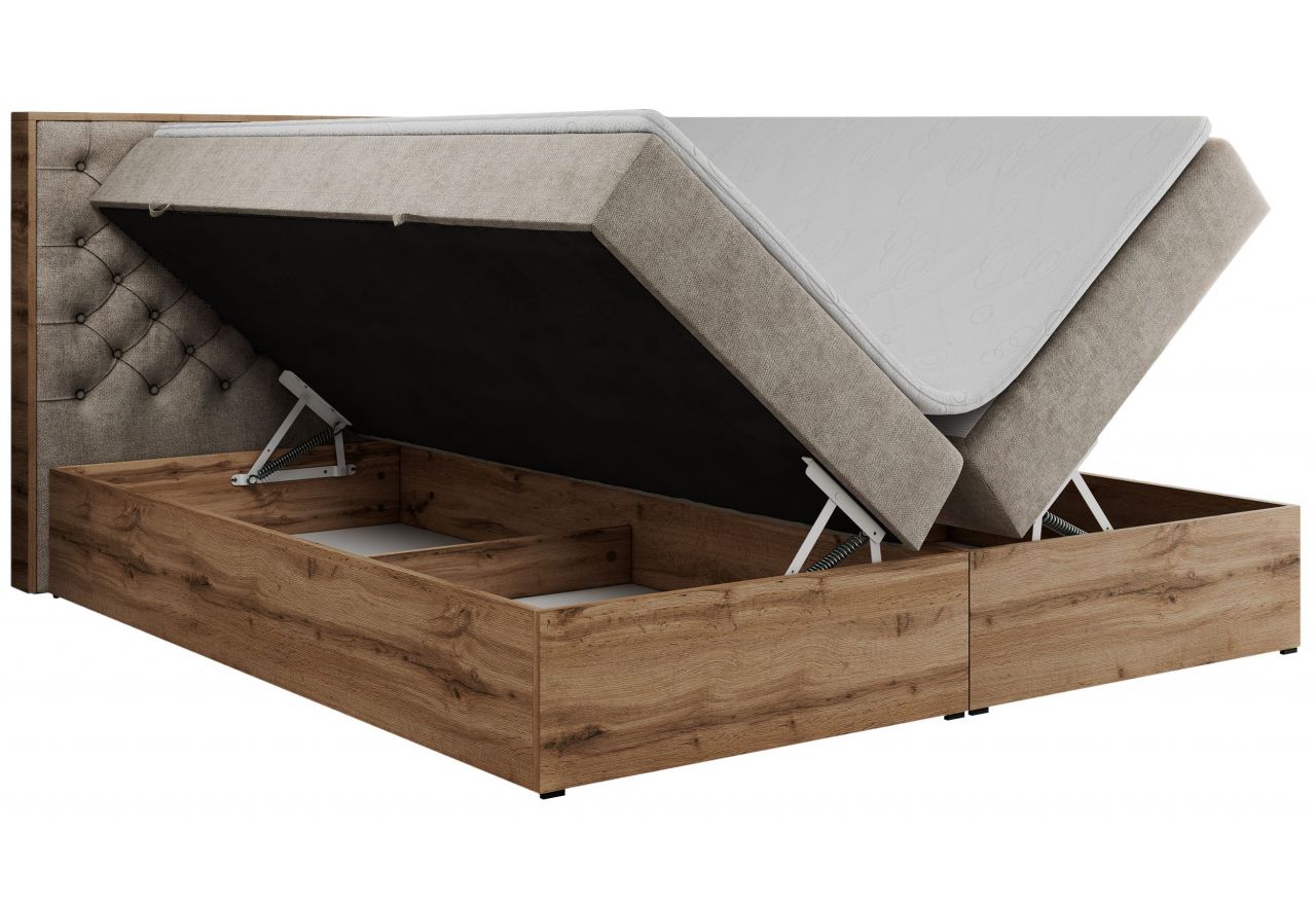 Łóżko kontynentalne ALBERO 3 140x200 - H4 - beżowy, struktura