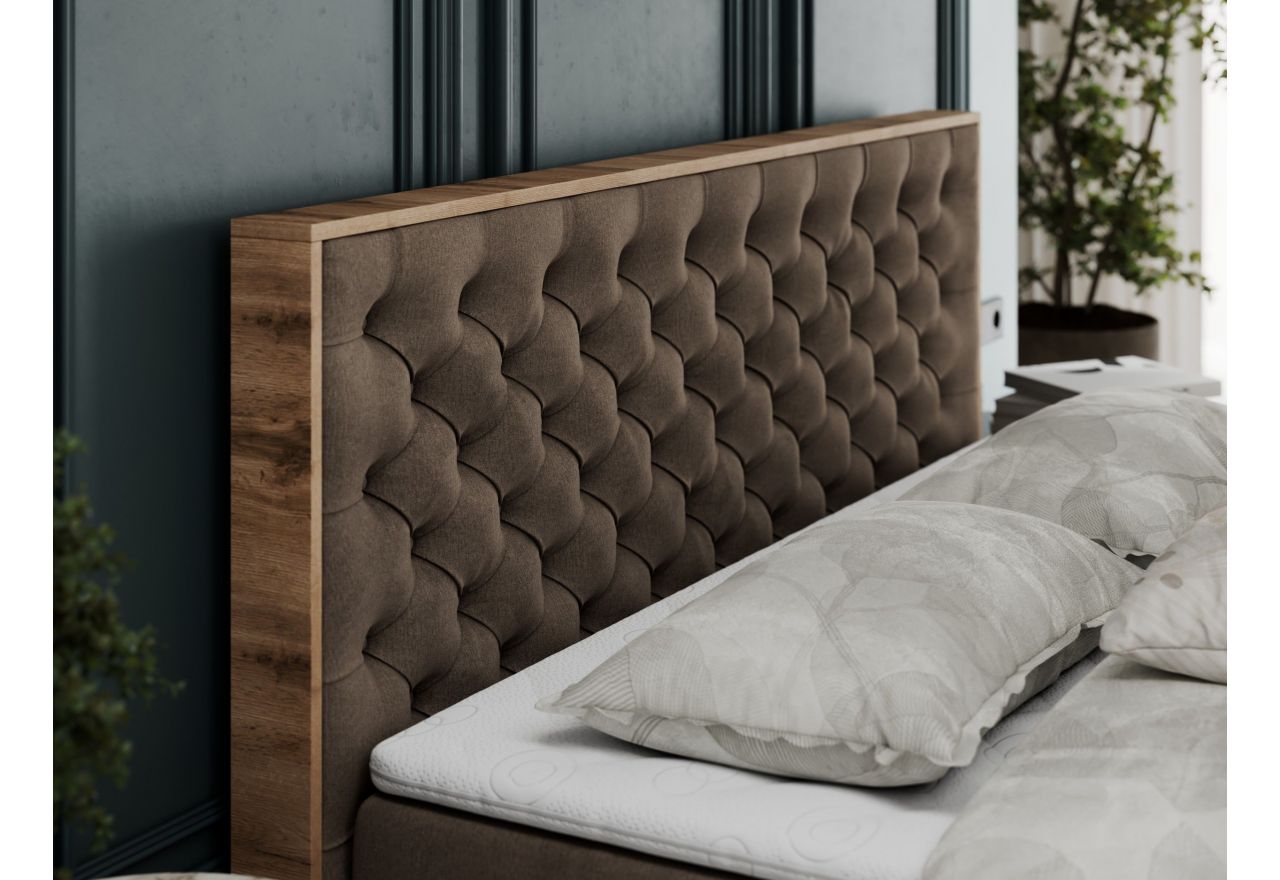 Łóżko kontynentalne ALBERO 3 120x200 - H3 - brązowy, welwet