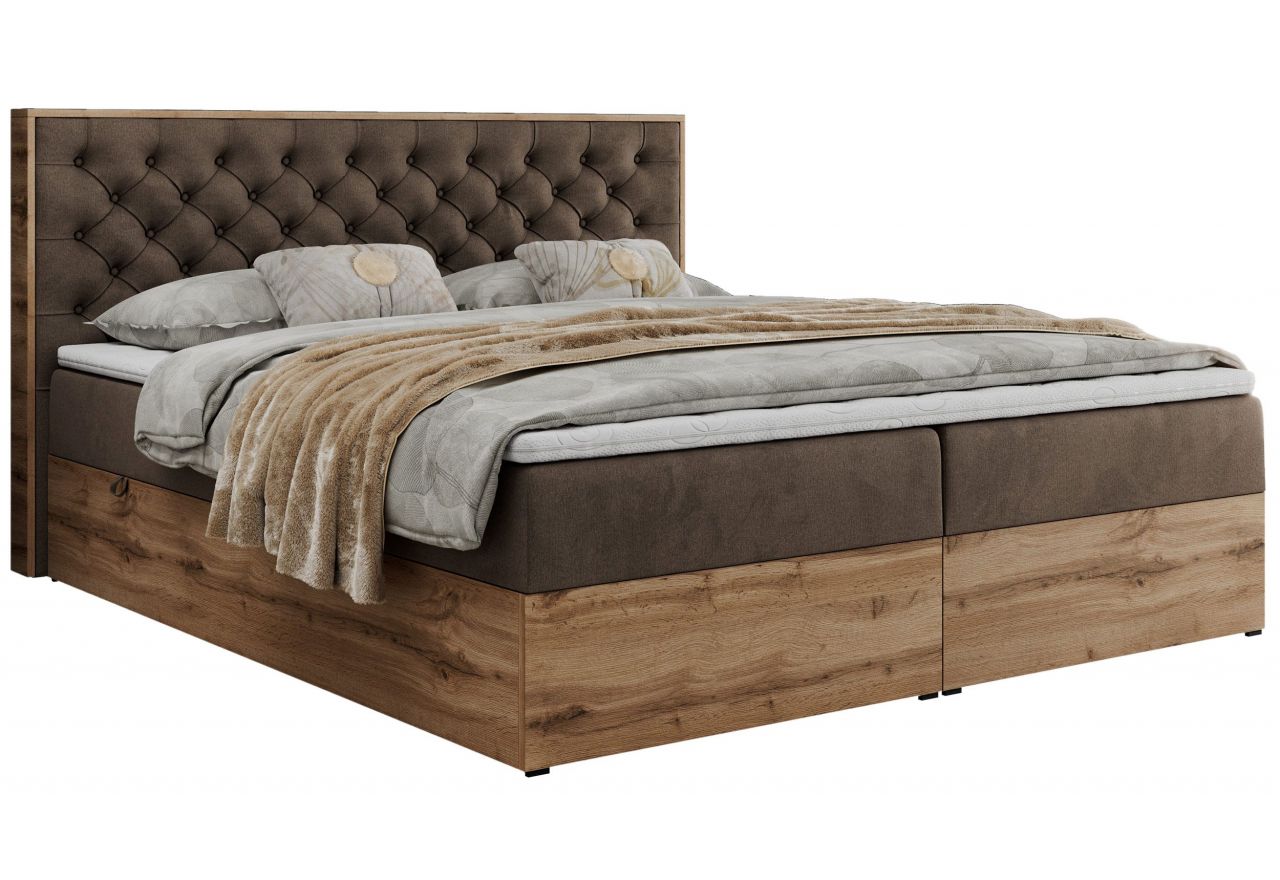 Łóżko kontynentalne ALBERO 3 140x200 - H3 - brązowy, welwet