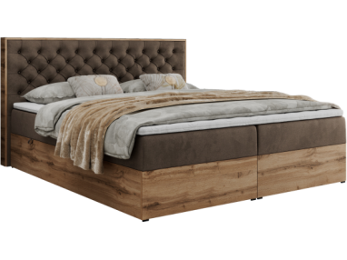 Łóżko kontynentalne ALBERO 3 160x200 - H3 - brązowy, welwet