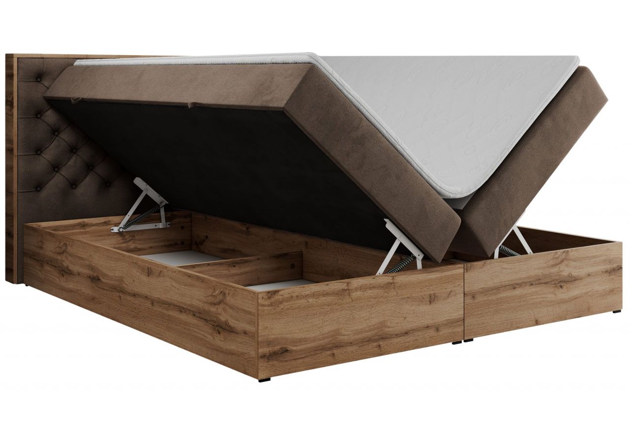 Łóżko kontynentalne ALBERO 3 120x200 - H4 - brązowy, welwet