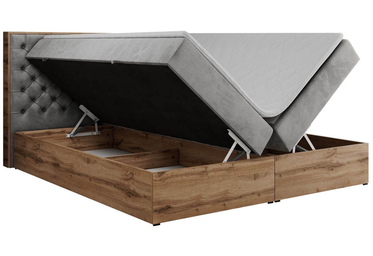 Łóżko kontynentalne ALBERO 3 120x200 - H3 - jasnoszary, welwet