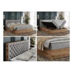 Łóżko kontynentalne ALBERO 3 140x200 - H3 - jasnoszary, welwet