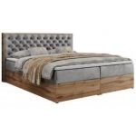 Łóżko kontynentalne ALBERO 3 160x200 - H4 - jasnoszary, welwet