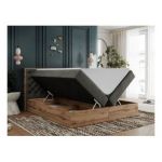 Łóżko kontynentalne ALBERO 3 140x200 - H3 - ciemnoszary, welwet