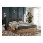 Łóżko kontynentalne ALBERO 3 160x200 - H3 - ciemnoszary, welwet