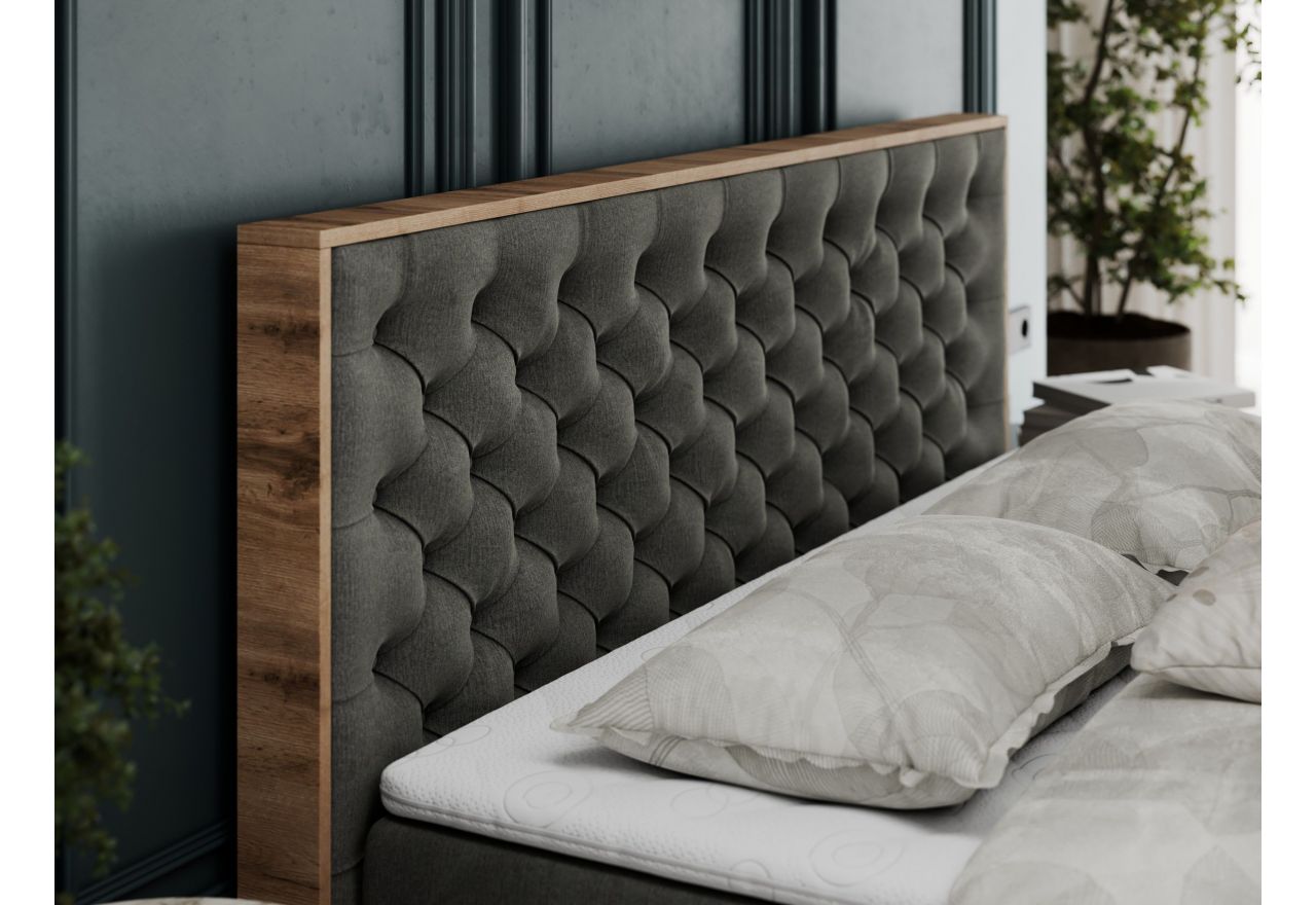 Łóżko kontynentalne ALBERO 3 160x200 - H3 - ciemnoszary, welwet