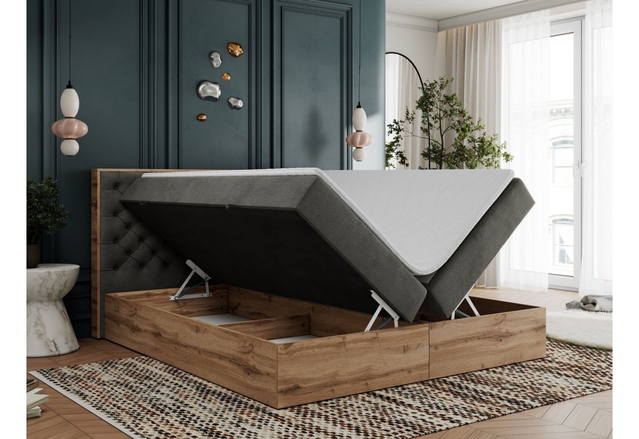 Łóżko kontynentalne ALBERO 3 180x200 - H3 - ciemnoszary, welwet