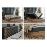 Łóżko kontynentalne ALBERO 3 180x200 - H3 - ciemnoszary, welwet