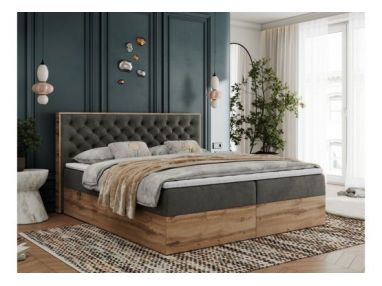 Łóżko kontynentalne ALBERO 3 200x200 - H3 - ciemnoszary, welwet