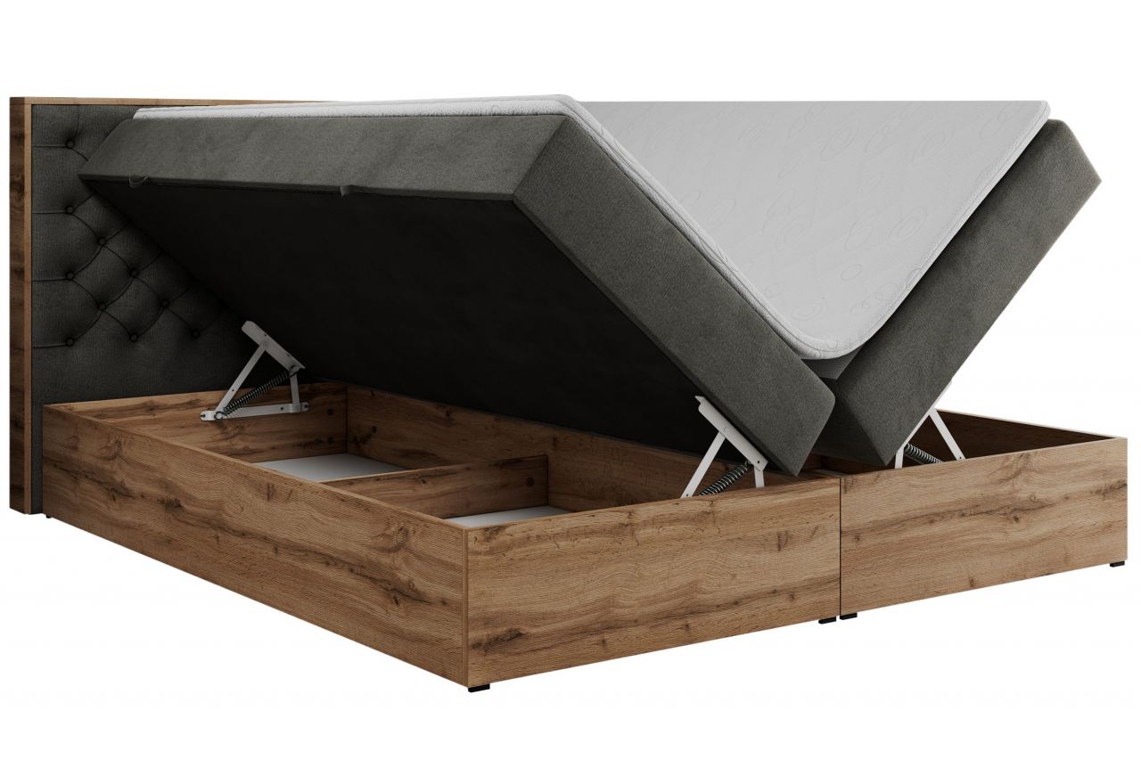 Łóżko kontynentalne ALBERO 3 180x200 - H4 - ciemnoszary, welwet