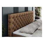 Łóżko kontynentalne ALBERO 3 120x200 - H3 - brązowy, ekoskóra