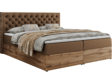 Łóżko kontynentalne ALBERO 3 160x200 - H3 - brązowy, ekoskóra