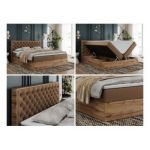 Łóżko kontynentalne ALBERO 3 160x200 - H3 - brązowy, ekoskóra