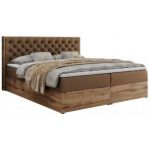 Łóżko kontynentalne ALBERO 3 120x200 - H4 - brązowy, ekoskóra