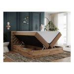 Łóżko kontynentalne ALBERO 3 200x200 - H4 - brązowy, ekoskóra