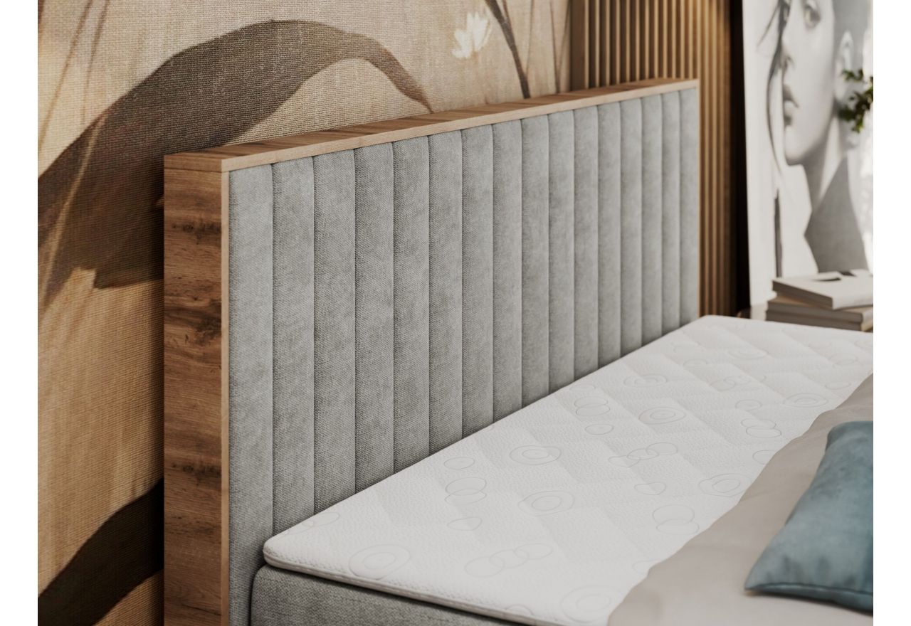 Łóżko kontynentalne ALBERO 4 140x200 - H3 - jasnoszary, struktura