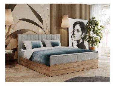 Łóżko kontynentalne ALBERO 4 180x200 - H3 - jasnoszary, struktura