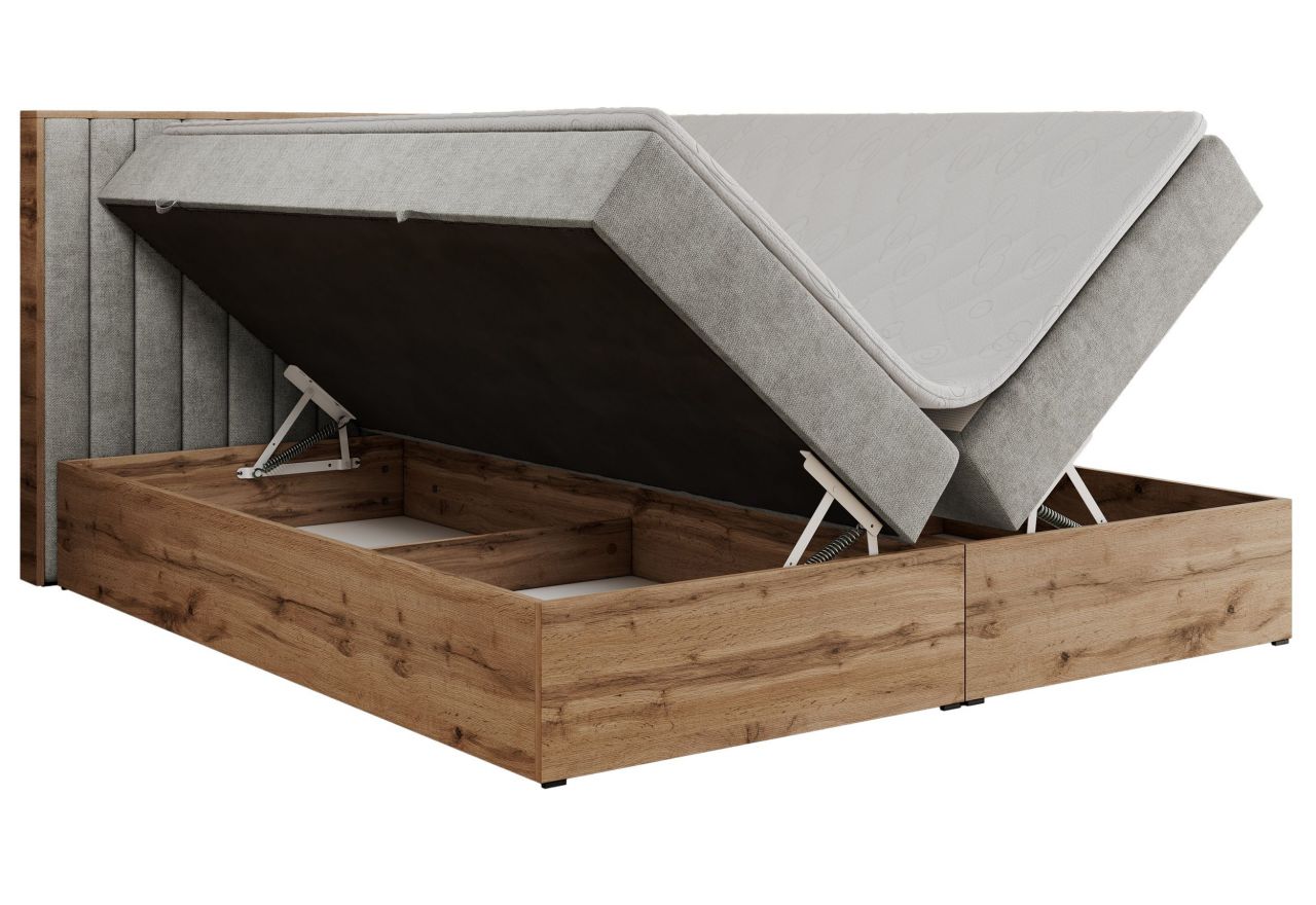 Łóżko kontynentalne ALBERO 4 180x200 - H3 - jasnoszary, struktura