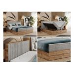 Łóżko kontynentalne ALBERO 4 120x200 - H4 - jasnoszary, struktura