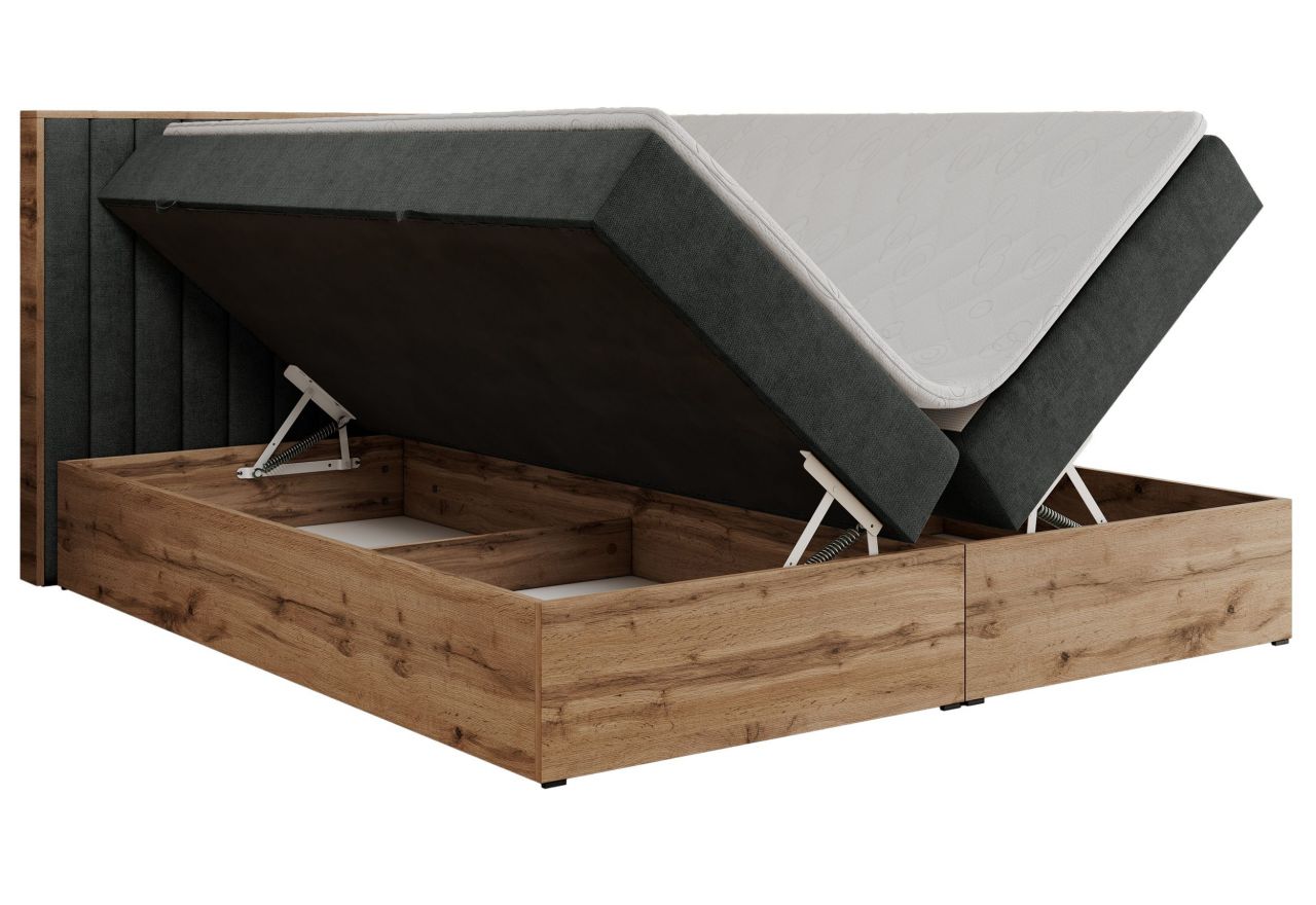 Łóżko kontynentalne ALBERO 4 120x200 - H3 - ciemnoszary, struktura