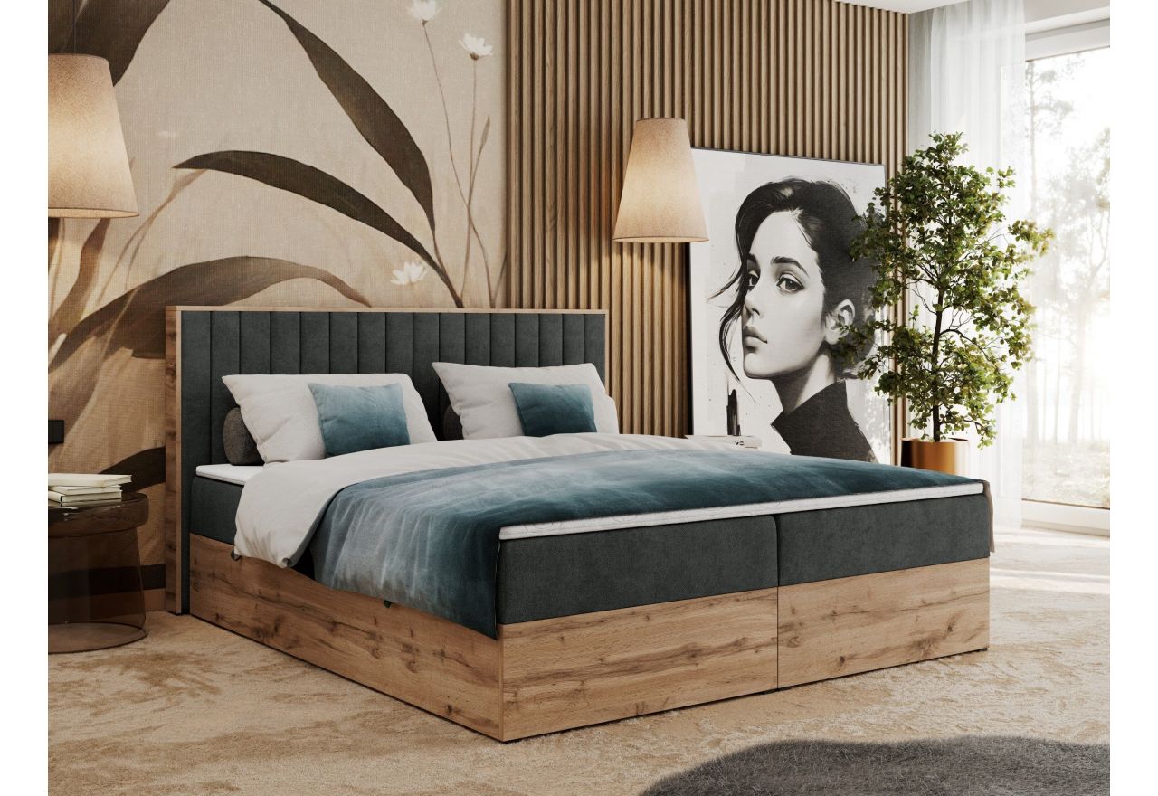 Łóżko kontynentalne ALBERO 4 160x200 - H3 - ciemnoszary, struktura