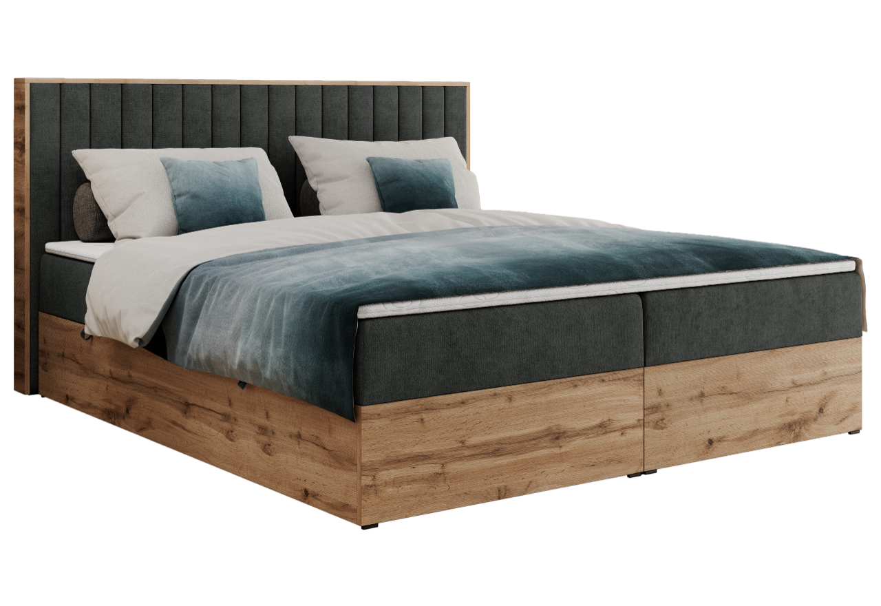 Łóżko kontynentalne ALBERO 4 160x200 - H3 - ciemnoszary, struktura