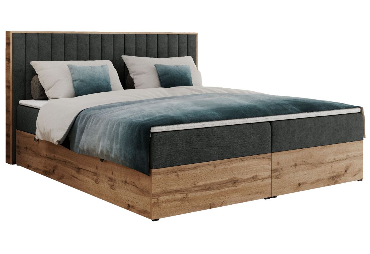 Łóżko kontynentalne ALBERO 4 200x200 - H4 - ciemnoszary, struktura