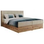 Łóżko kontynentalne ALBERO 4 120x200 - H3 - beżowy, welwet