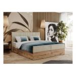 Łóżko kontynentalne ALBERO 4 160x200 - H3 - beżowy, welwet