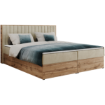 Łóżko kontynentalne ALBERO 4 160x200 - H3 - beżowy, welwet