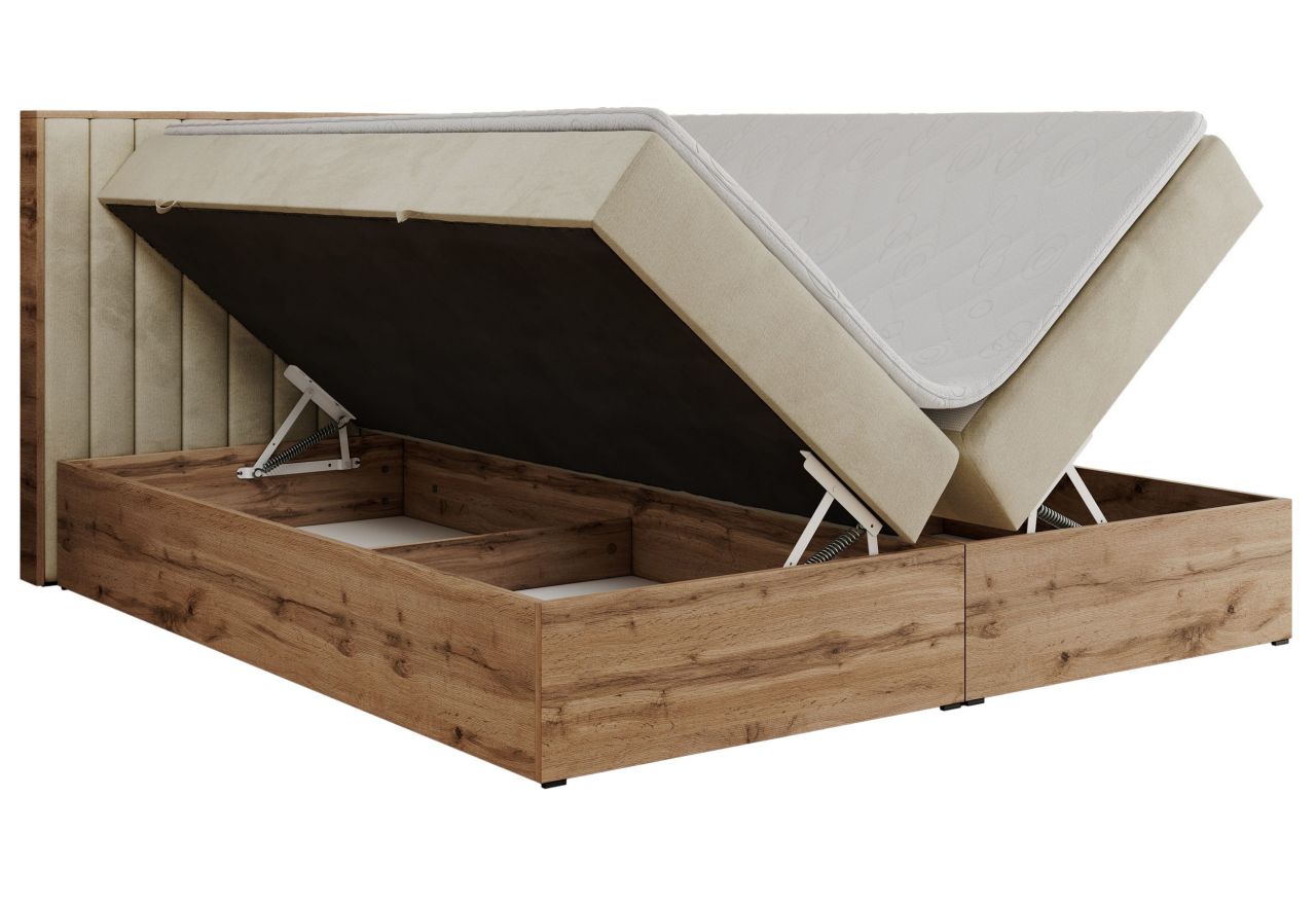 Łóżko kontynentalne ALBERO 4 200x200 - H3 - beżowy, welwet