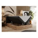 Łóżko kontynentalne ALBERO 4 160x200 - H3 - czarny, ekoskóra