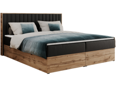 Łóżko kontynentalne ALBERO 4 180x200 - H3 - czarny, ekoskóra