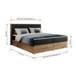 Łóżko kontynentalne ALBERO 4 200x200 - H3 - czarny, ekoskóra