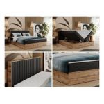 Łóżko kontynentalne ALBERO 4 120x200 - H4 - czarny, ekoskóra