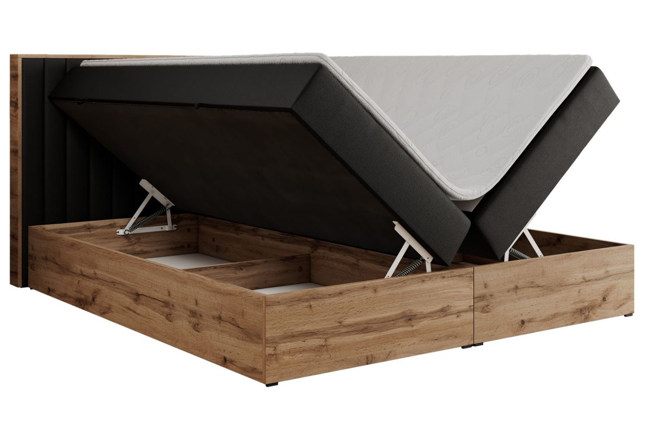 Łóżko kontynentalne ALBERO 4 120x200 - H4 - czarny, ekoskóra