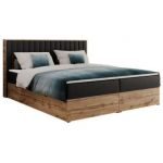 Łóżko kontynentalne ALBERO 4 140x200 - H4 - czarny, ekoskóra