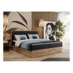 Łóżko kontynentalne ALBERO 4 160x200 - H4 - czarny, ekoskóra