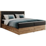 Łóżko kontynentalne ALBERO 4 160x200 - H4 - czarny, ekoskóra