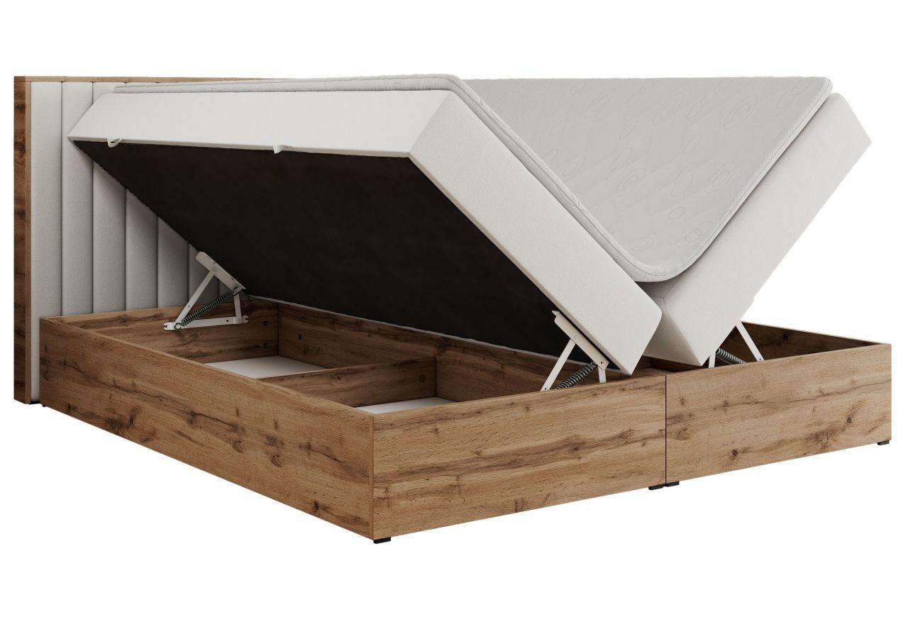 Łóżko kontynentalne ALBERO 4 140x200 - H3 - biały, ekoskóra